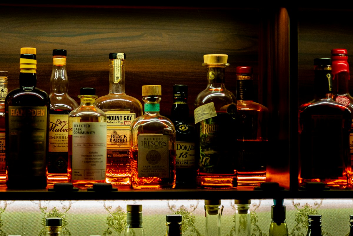 Premium spirits displayed on shelves